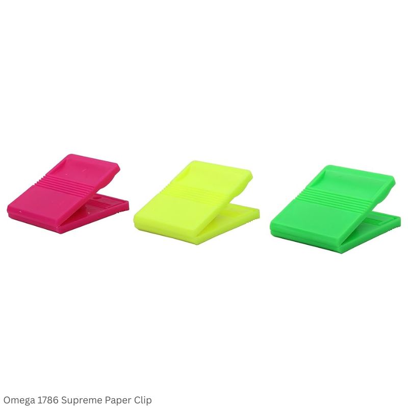 Omega Paper Clip 1786 Supreme 50x60mm – Assorted Colors | Durable Plastic Paper Clip with Hanging Hole