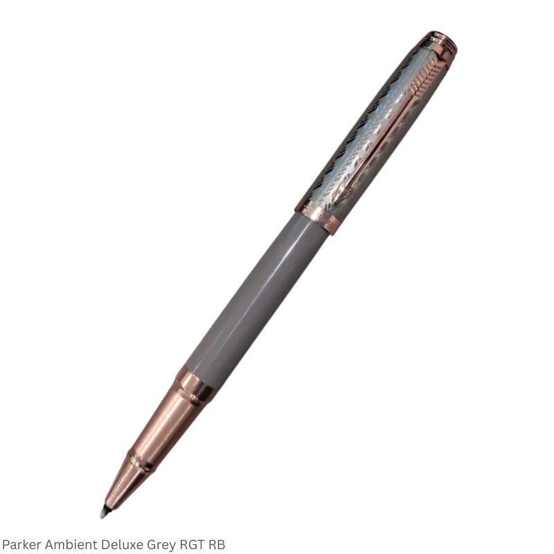 Parker Ambient Deluxe Grey Rose Gold Trim Rollerball Pen