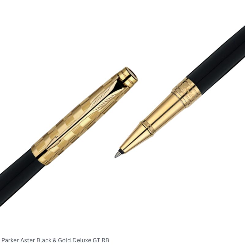 Parker Aster Black & Gold Deluxe Gold Trim Rollerball Pen