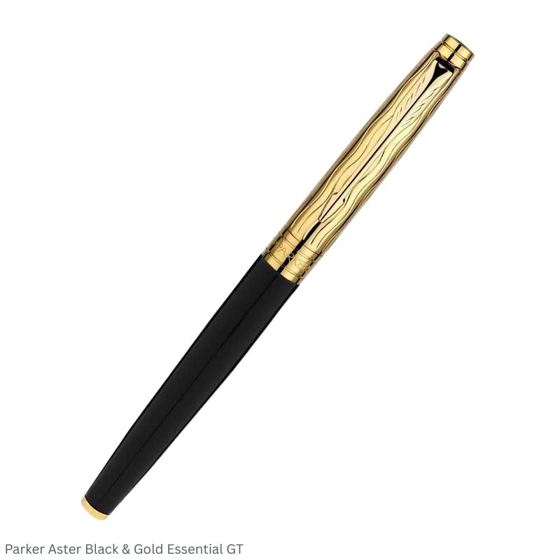 Parker Aster Black & Gold Essentials Gold Trim Fountain Pen Medium Point