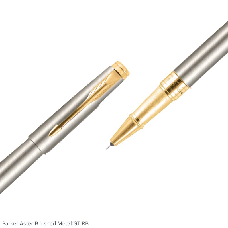 Parker Aster Brushed Metal Gold Trim Rollerball Pen