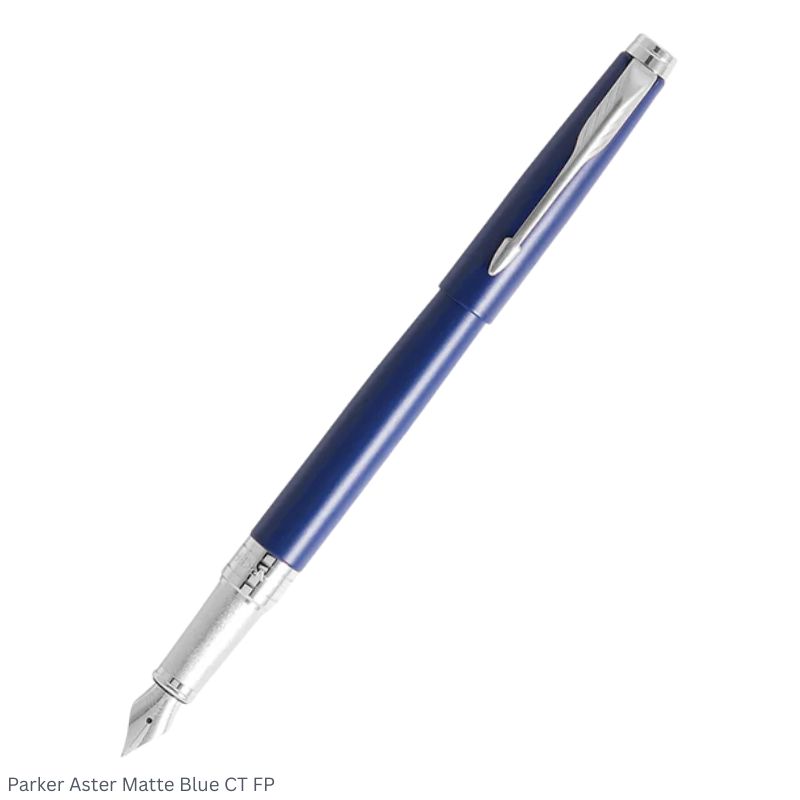 Parker Aster Matte Blue Chrome Trim Fountain Pen Medium Point