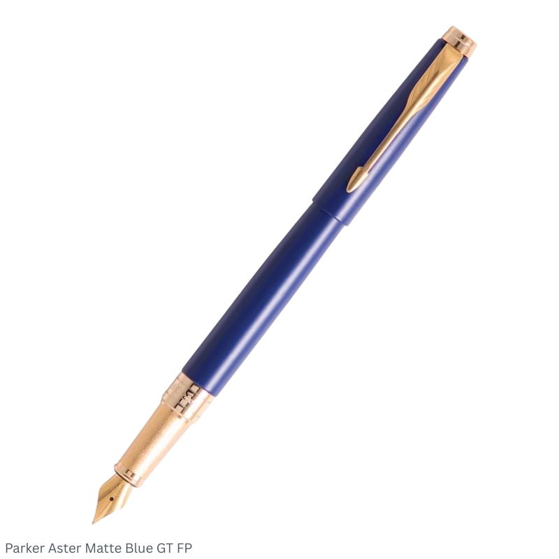 Parker Aster Matte Blue Gold Trim Fountain Pen Medium Point