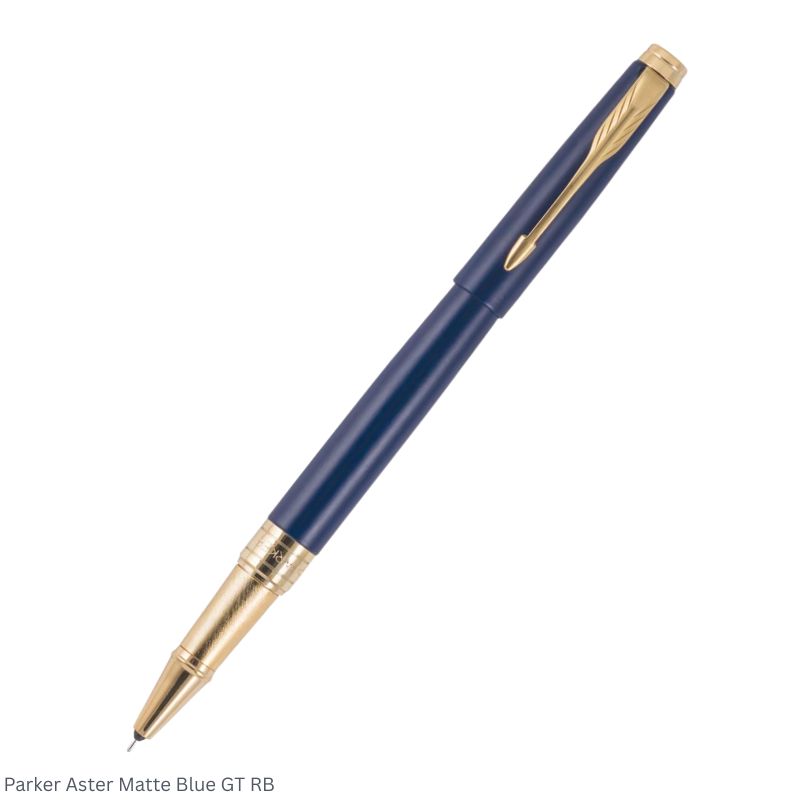 Parker Aster Matte Blue Gold Trim Rollerball Pen