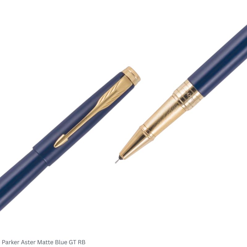 Parker Aster Matte Blue Gold Trim Rollerball Pen