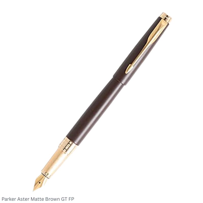 Parker Aster Matte Brown Gold Trim Fountain Pen Medium Point