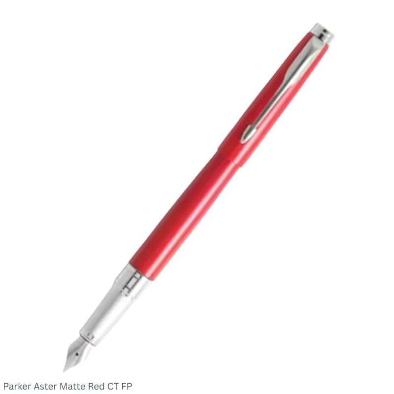 Parker Aster Matte Red Chrome Trim Fountain Pen Medium Point