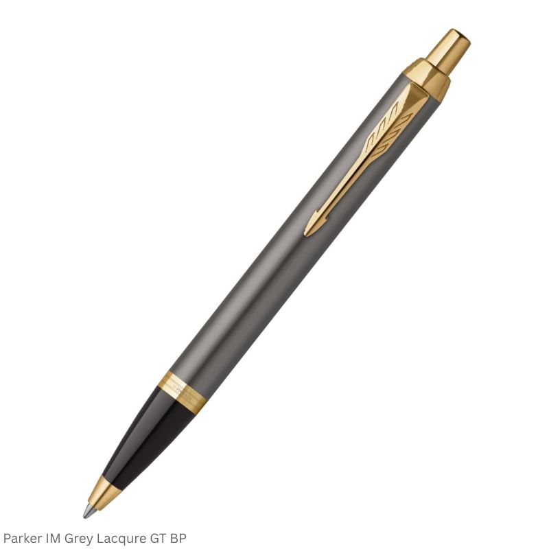 Parker IM Grey Lacquer Gold Trim Ballpoint Pen