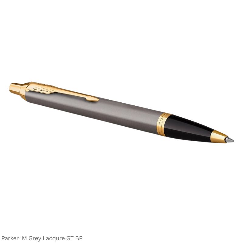Parker IM Grey Lacquer Gold Trim Ballpoint Pen