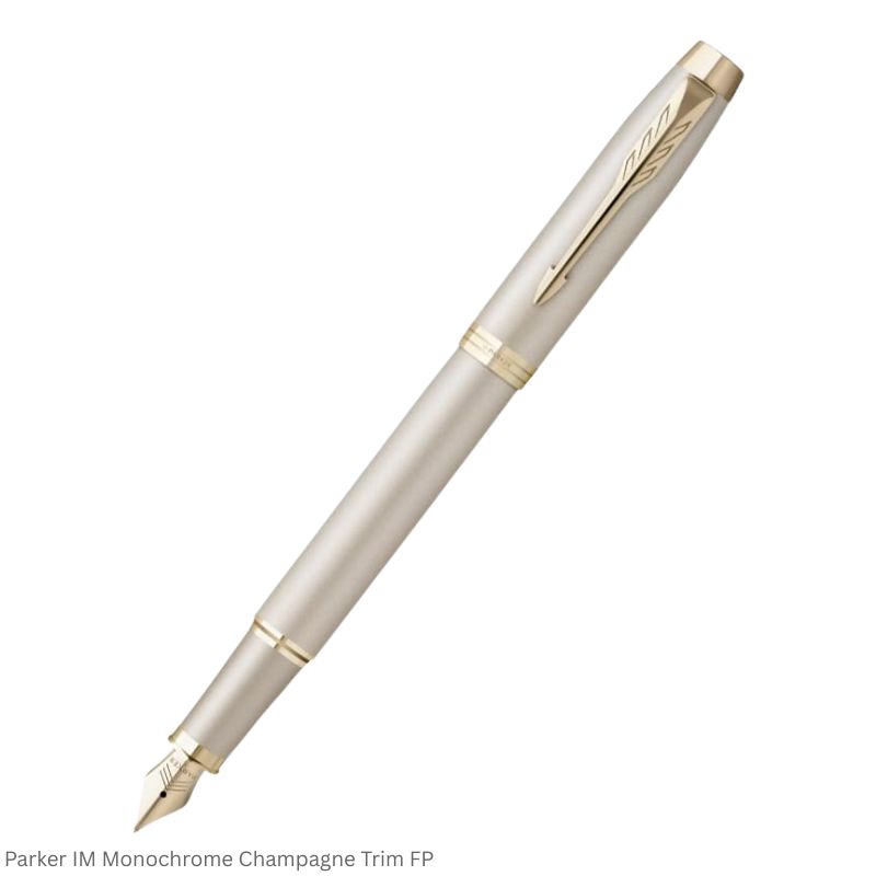 Parker IM Monochrome Champagne Trim Fountain Pen Medium Point