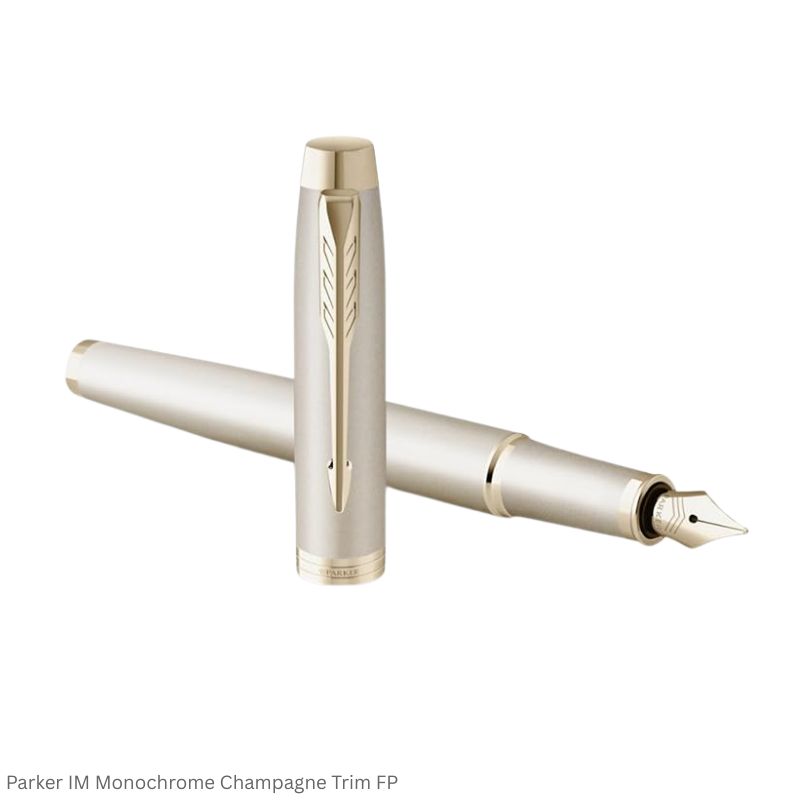 Parker IM Monochrome Champagne Trim Fountain Pen Medium Point