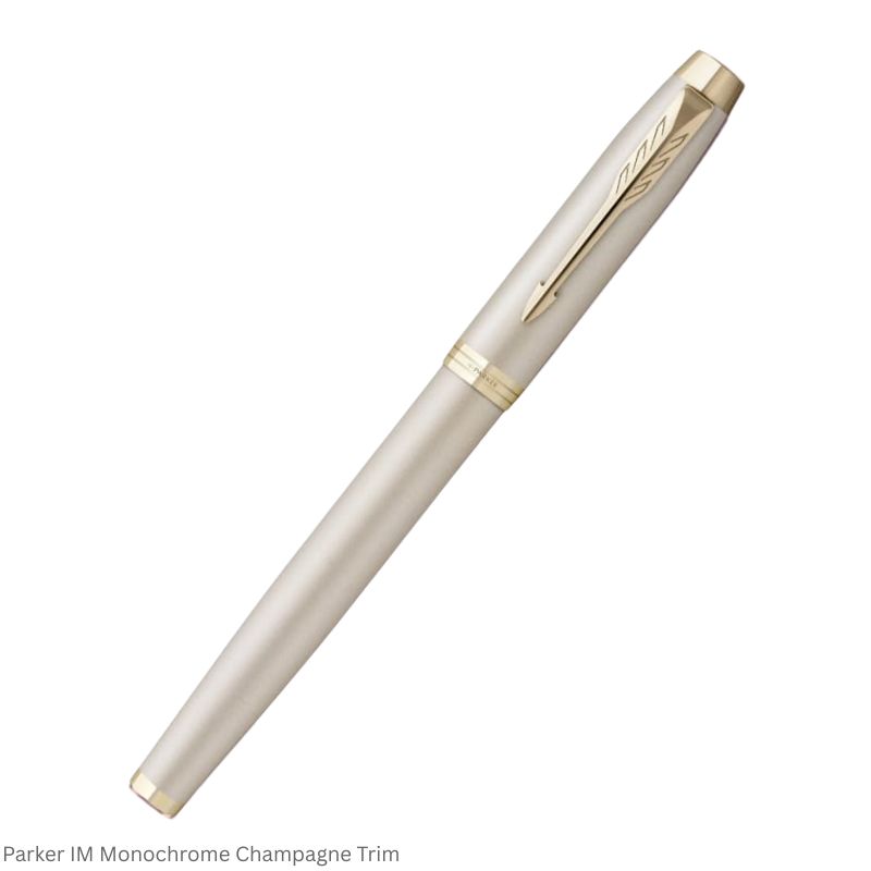 Parker IM Monochrome Champagne Trim Fountain Pen Medium Point