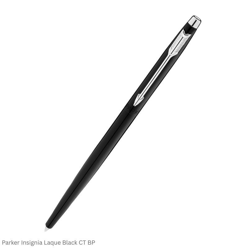 Parker Insignia Laque Black Chrome Trim Ballpoint Pen Twist Mechanism Blue Quink Flow Twist Refill