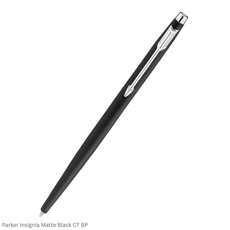 Parker Insignia Matte Black Chrome Trim Ballpoint Pen Twist Mechanism Blue Quink Flow Twist Refill
