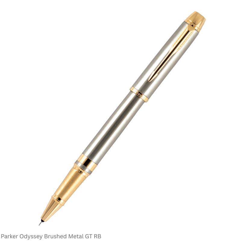 Parker Odyssey Brushed Metal Gold Trim Rollerball Pen