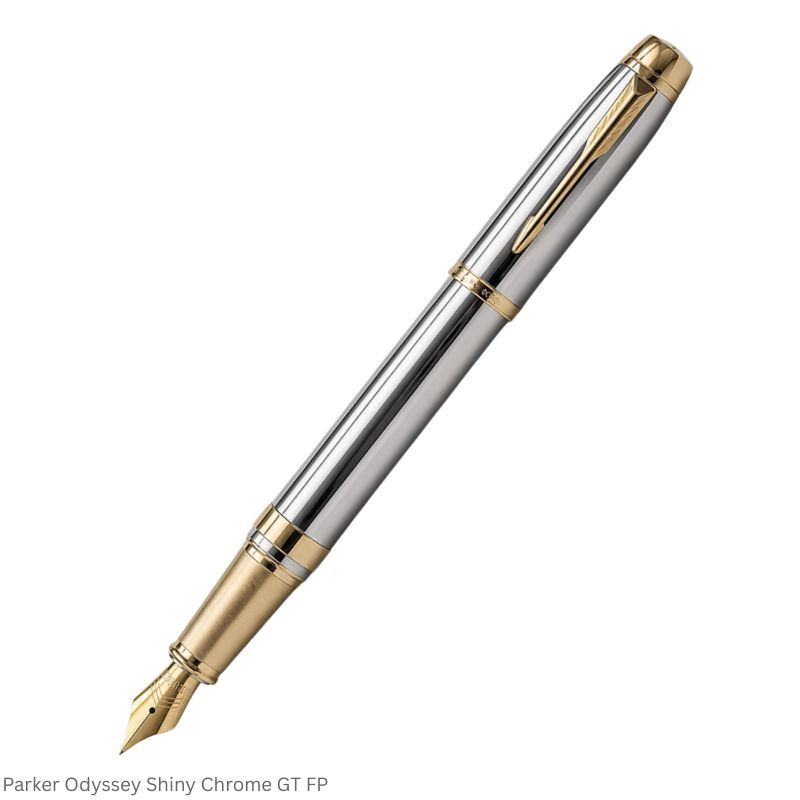 Parker Odyssey Shiny Chrome - Gold Trim Fountain Pen Medium Point