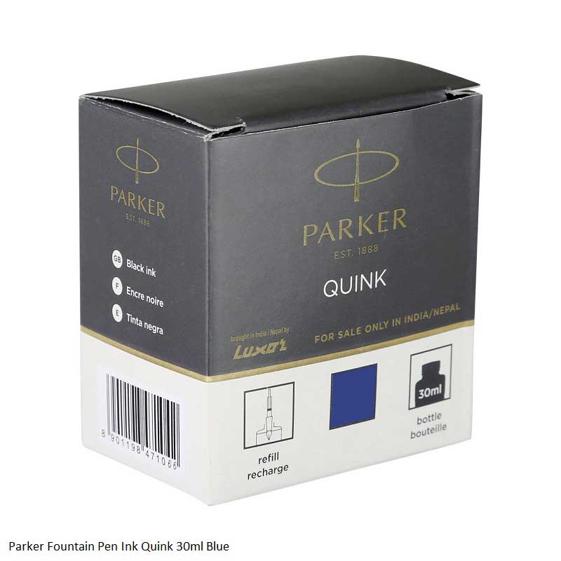 Parker Quink Fountain Pen Ink 30ml per bottle Ink color Black and Blue