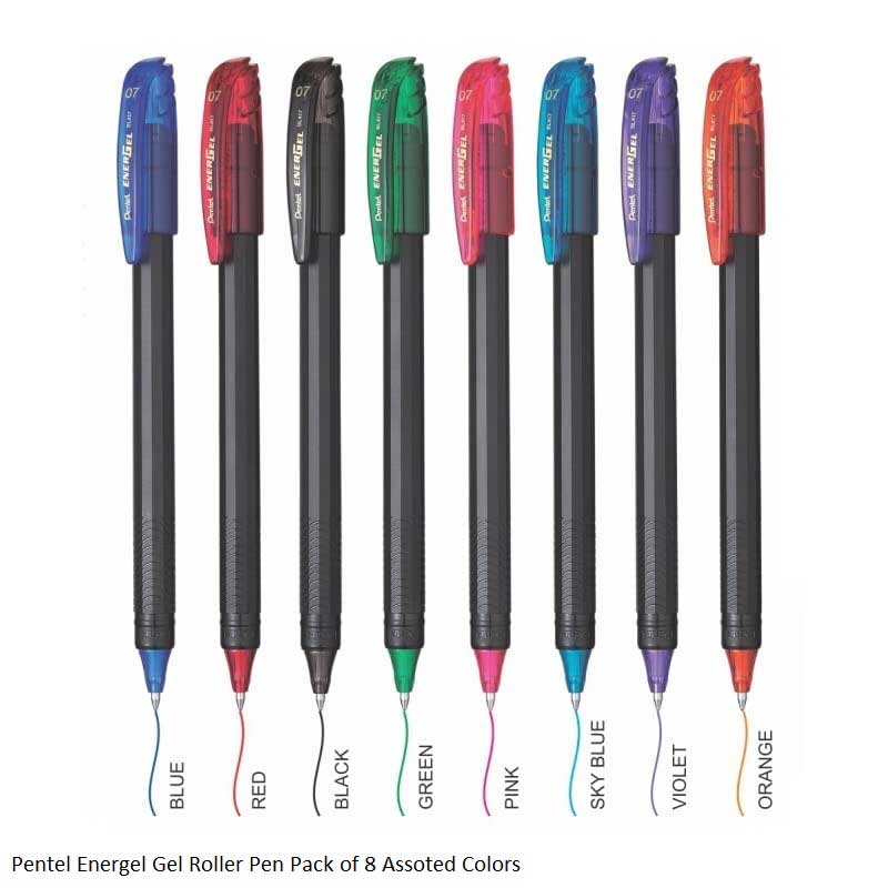 Pentel Energel BL417 Roller Ball Pen in 4, 8 and 12 Assorted Colors Pack