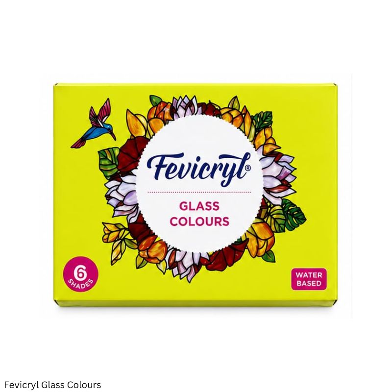 Fevicryl Water Based Glass Colours Set of 10 Shades and 6 Shades with Black 3D Outliner