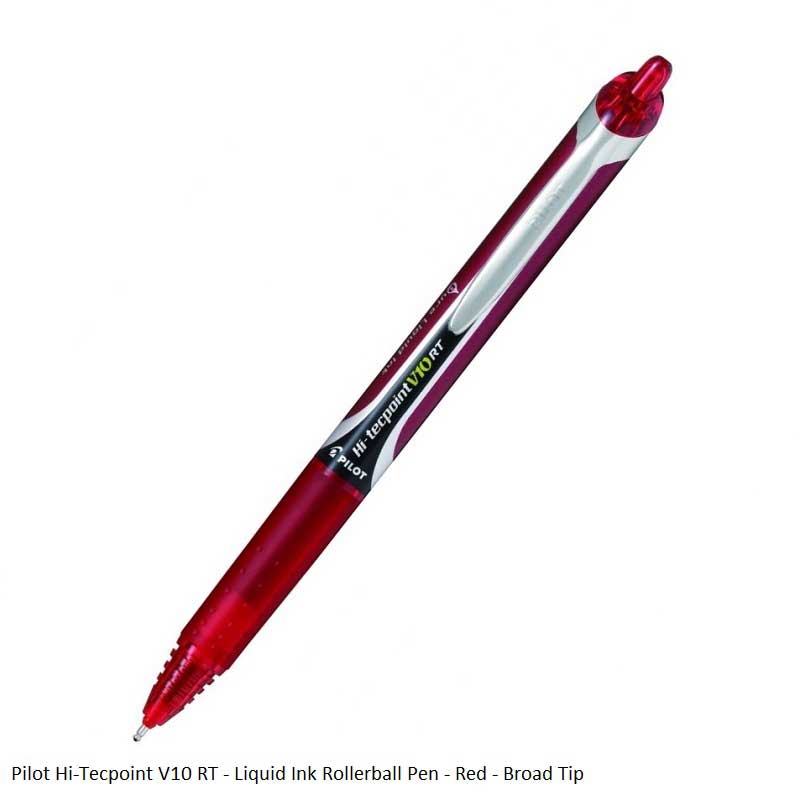 Pilot Hi-Tecpoint V10RT Liquid Ink Rollerball Pen in 4 different colors