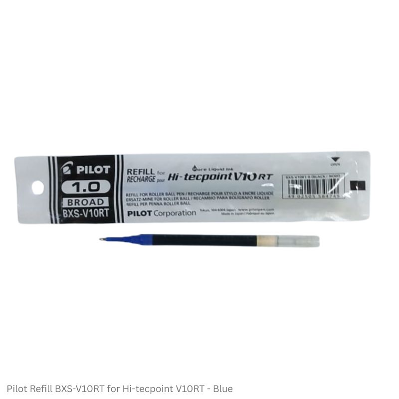 Pilot Refill BXS-V10RT for Hi-tecpoint V10RT Rollerball Pen 1.0mm in Black, Blue, Green and Red Ink