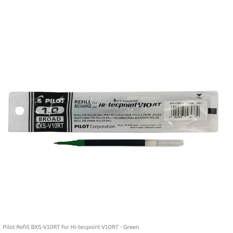 Pilot Refill BXS-V10RT for Hi-tecpoint V10RT Rollerball Pen 1.0mm in Black, Blue, Green and Red Ink