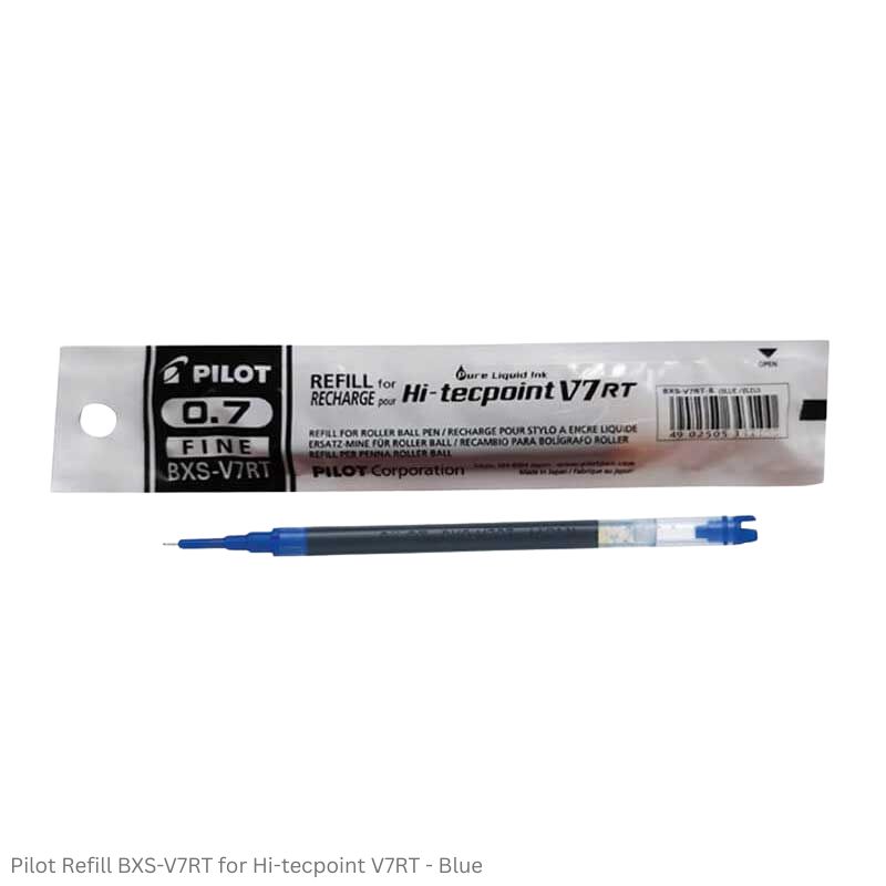 Pilot Refill BXS-V7RT for Hi-tecpoint V7RT Rollerball Pen 0.7mm in Black, Blue, Green and Red Ink
