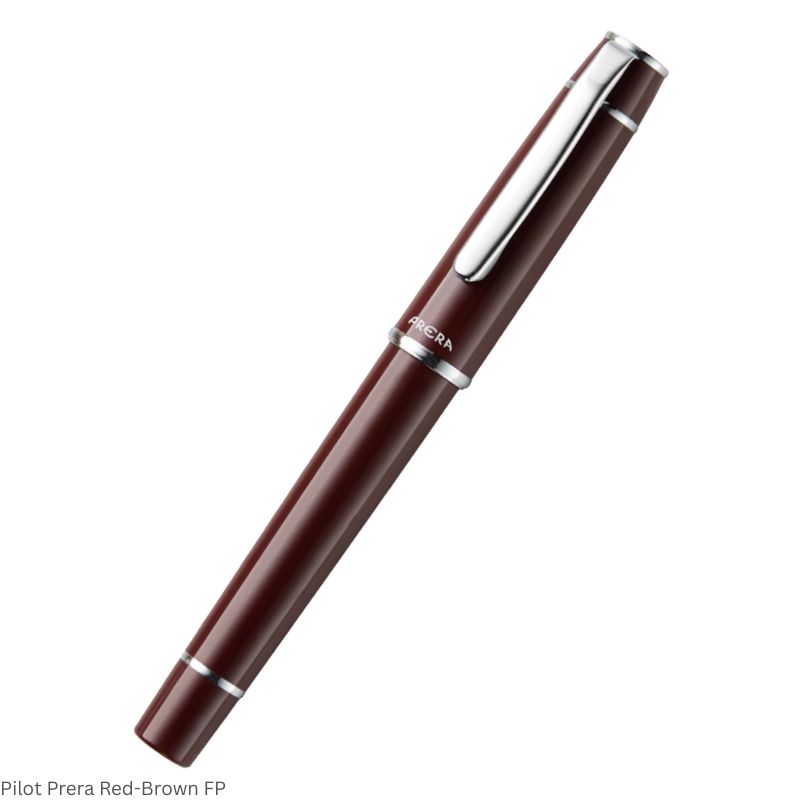 Pilot Prera Fountain Pen Red-Brown CT – Medium Nib, Chrome Trim, Made in Japan