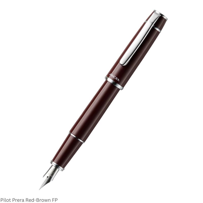 Pilot Prera Fountain Pen Red-Brown CT – Medium Nib, Chrome Trim, Made in Japan