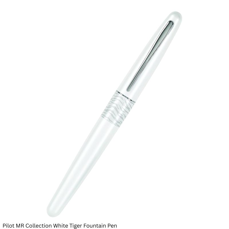 Pilot MR Animal Collection Fountain Pen Matte White with White Tiger Accent