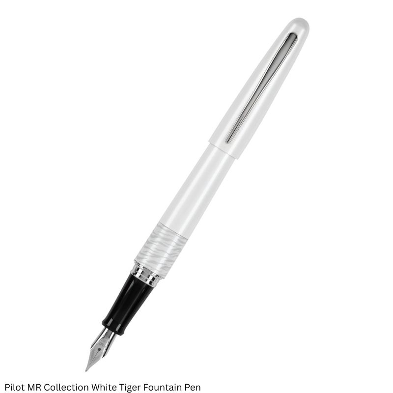 Pilot MR Animal Collection Fountain Pen Matte White with White Tiger Accent