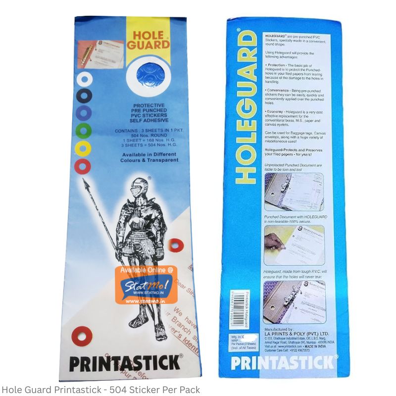 Printastick Hole Guard Self Adhesive PVC Stickers - 504 Hole Guard Per Pack Per Color