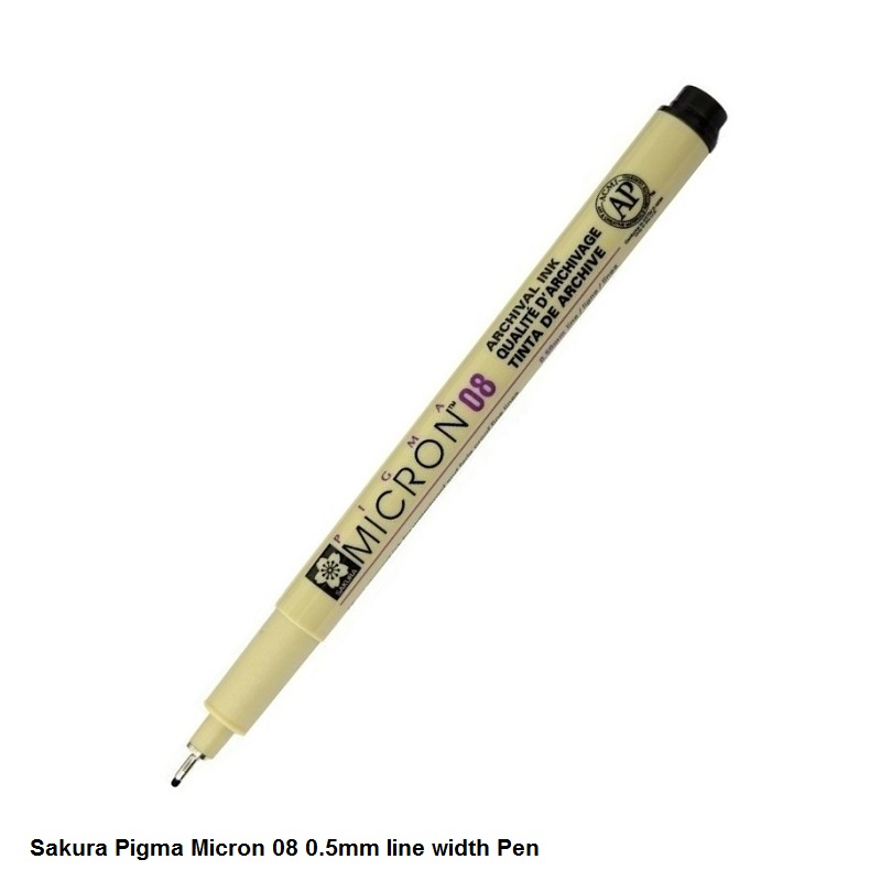 Sakura Pigma Micron Fineliner 003, 005, 01, 02, 03, 04, 05 and 08