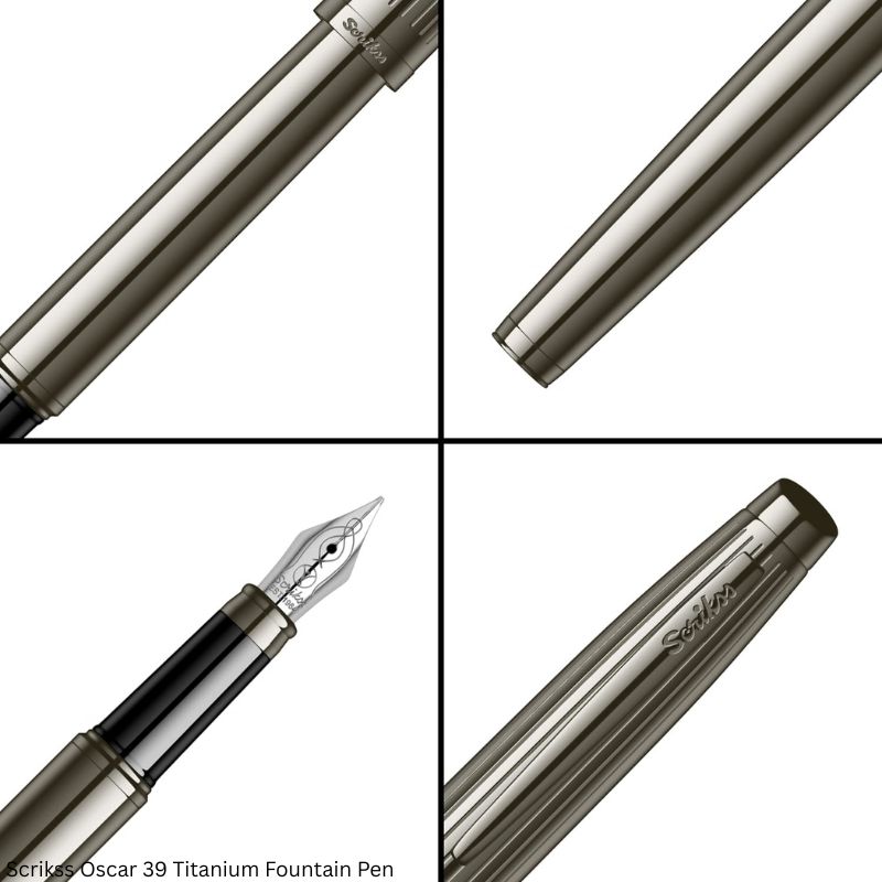 Scrikss Oscar 39 Titanium Fountain Pen – Medium Nib with Converter Filling System