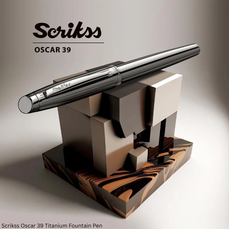 Scrikss Oscar 39 Titanium Fountain Pen – Medium Nib with Converter Filling System
