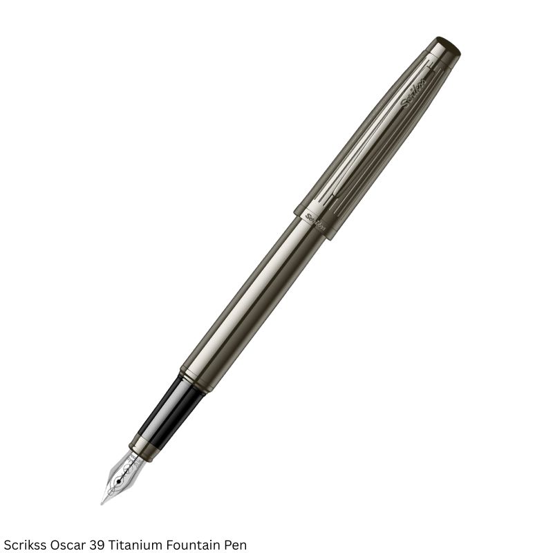 Scrikss Oscar 39 Titanium Fountain Pen – Medium Nib with Converter Filling System