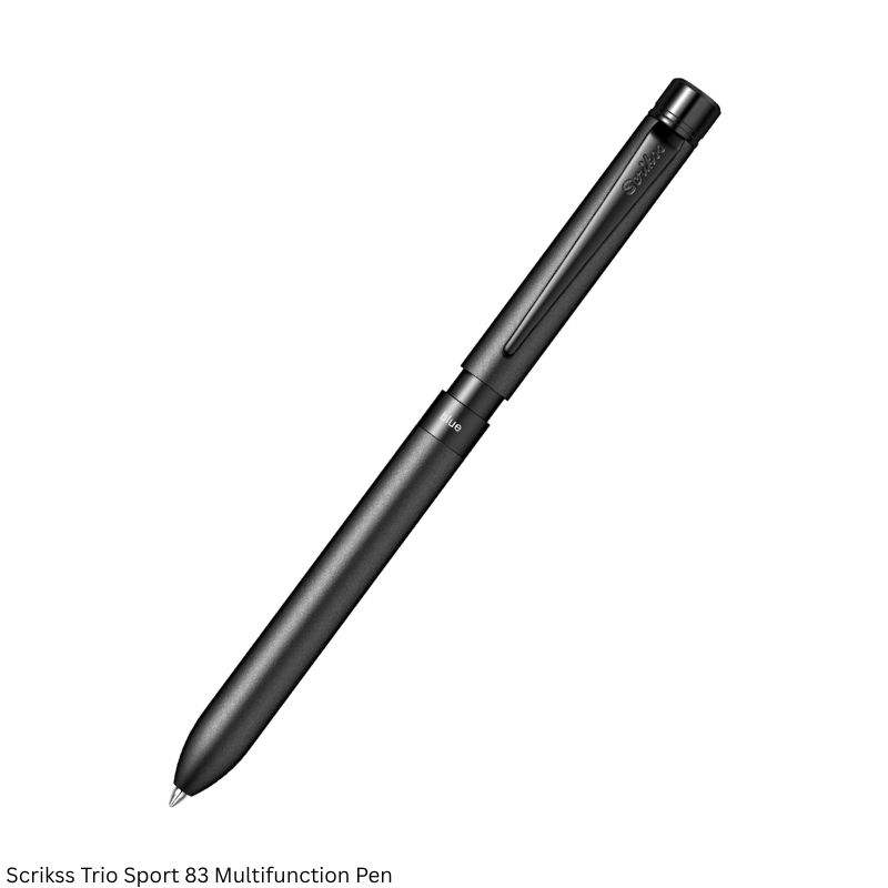 Scrikss Trio Sport 83 Matte Black 3-in-1 Multi Pen – Blue and Red Ballpoint with 0.7mm Mechanical Pencil