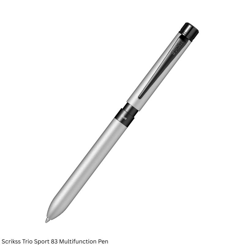 Scrikss Trio Sport 83 Metallic Grey 3-in-1 Multi Pen – Blue and Red Ballpoint with 0.7mm Mechanical Pencil