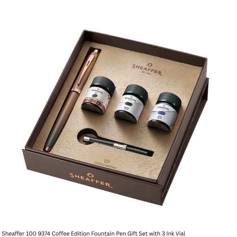 Sheaffer 100 G9374 Coffee Edition Fountain Pen Gift Set – Medium Nib with 3 Sheaffer Skrip Ink Vials