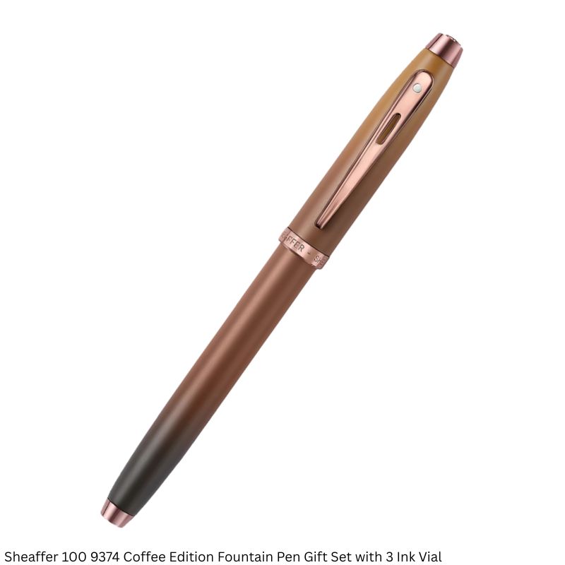 Sheaffer 100 G9374 Coffee Edition Fountain Pen Gift Set – Medium Nib with 3 Sheaffer Skrip Ink Vials