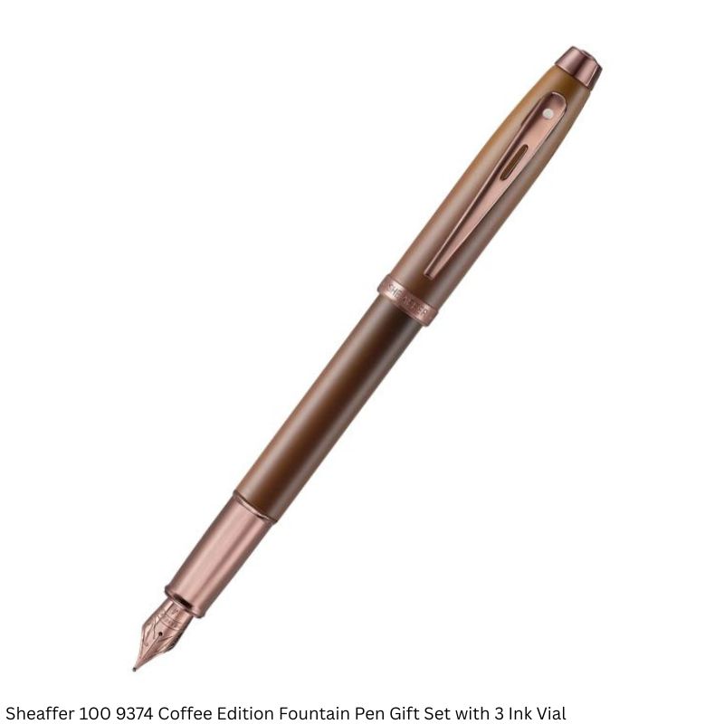Sheaffer 100 G9374 Coffee Edition Fountain Pen Gift Set – Medium Nib with 3 Sheaffer Skrip Ink Vials