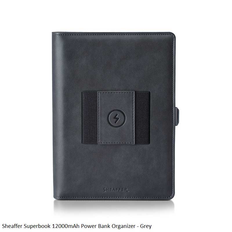 Sheaffer Superbook Wireless Power Bank Organizer 12000mAh Grey - Executive Portfolio