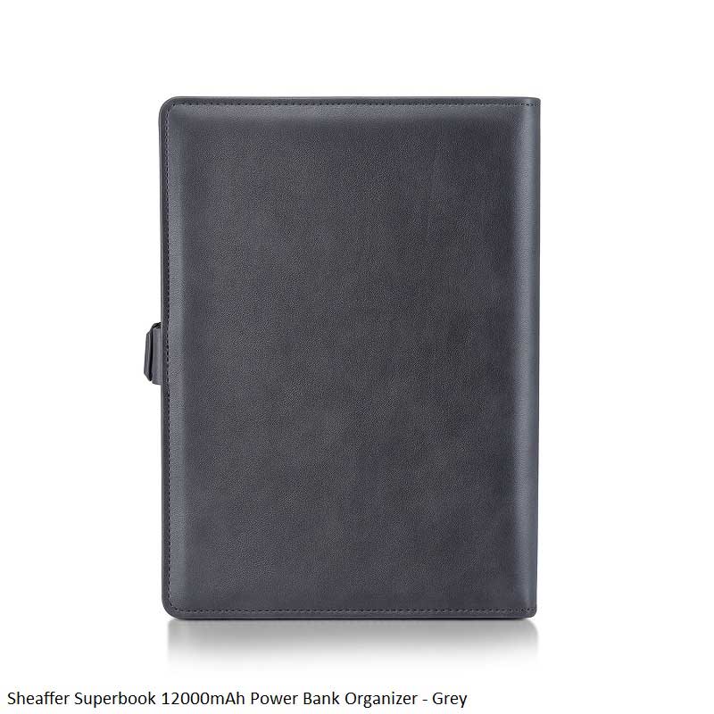 Sheaffer Superbook Wireless Power Bank Organizer 12000mAh Grey - Executive Portfolio
