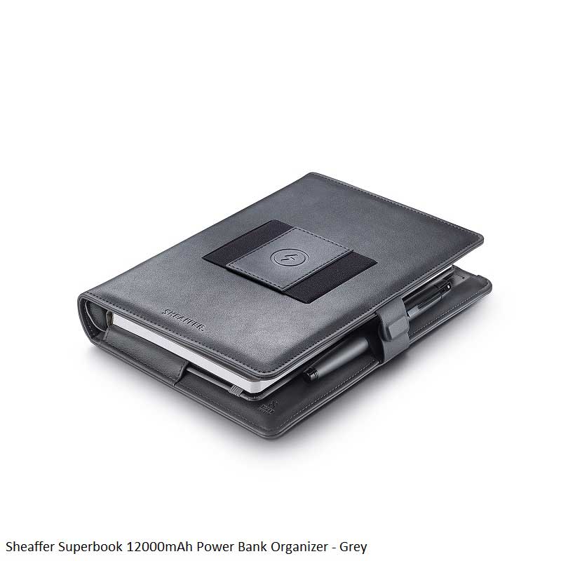 Sheaffer Superbook Wireless Power Bank Organizer 12000mAh Grey - Executive Portfolio