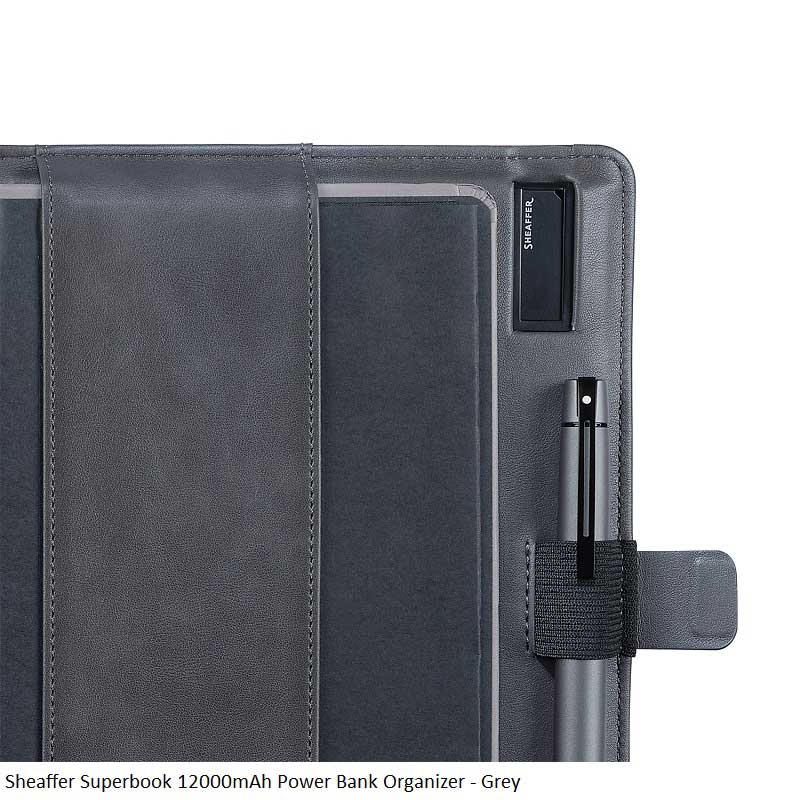 Sheaffer Superbook Wireless Power Bank Organizer 12000mAh Grey - Executive Portfolio