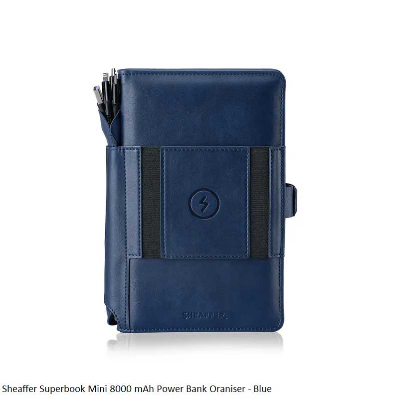 Sheaffer Superbook Wireless Powerbank Organiser 8000mAh Blue - Premium Smart Organizer