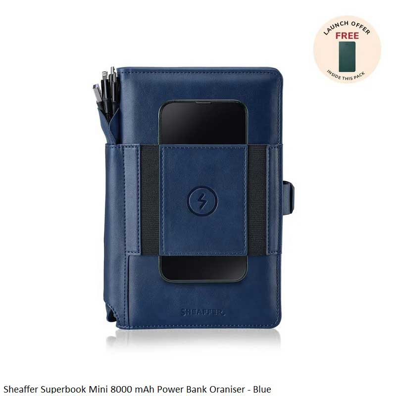 Sheaffer Superbook Wireless Powerbank Organiser 8000mAh Blue - Premium Smart Organizer
