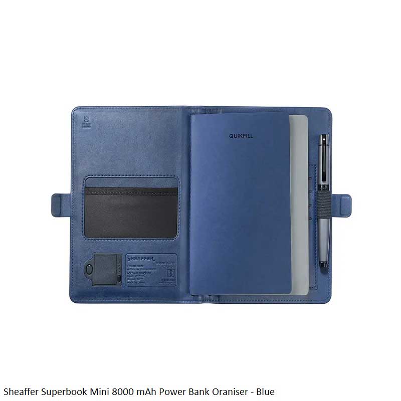 Sheaffer Superbook Wireless Powerbank Organiser 8000mAh Blue - Premium Smart Organizer