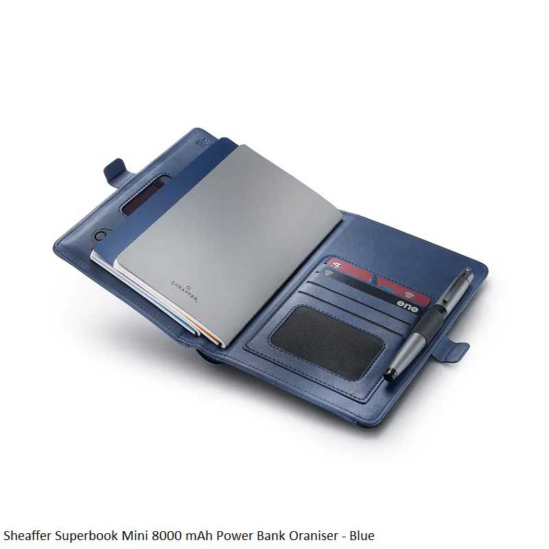 Sheaffer Superbook Wireless Powerbank Organiser 8000mAh Blue - Premium Smart Organizer