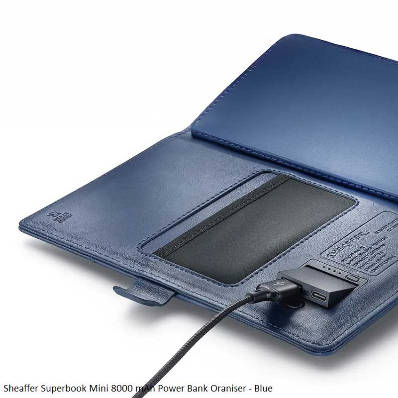 Sheaffer Superbook Wireless Powerbank Organiser 8000mAh Blue - Premium Smart Organizer